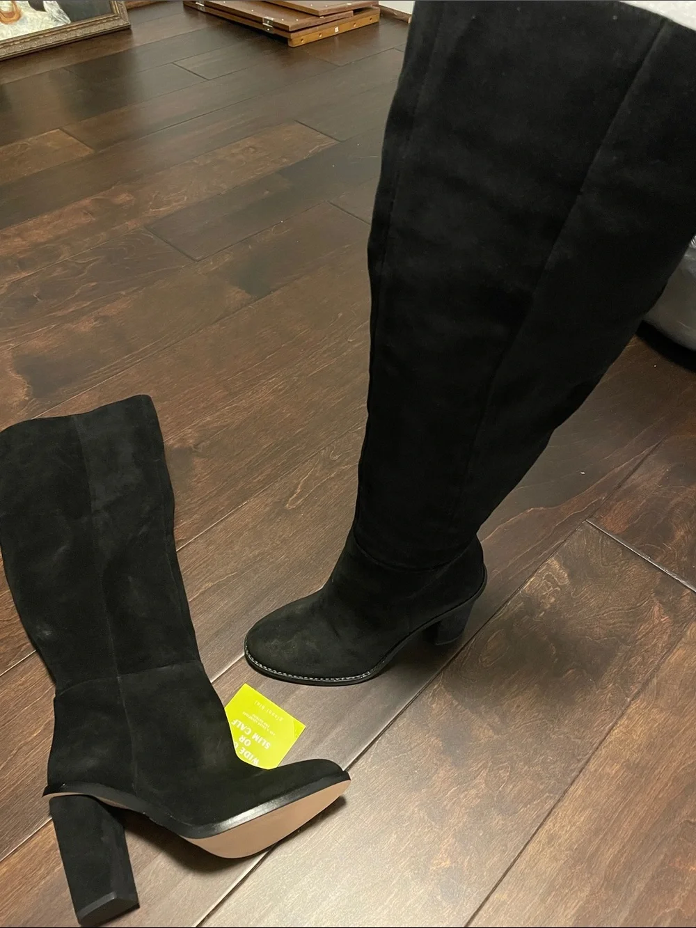 Gianni Bini Black Suede Over-the-Knee Block Heel Boots Brand New